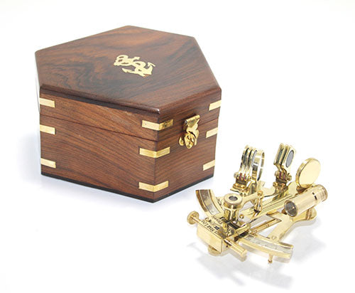 Ahşap Kutulu Pirinç Sekstant Model 2