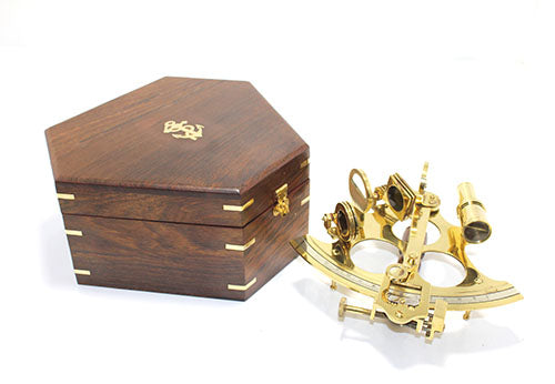 Ahşap Kutulu Pirinç Sekstant Model 3