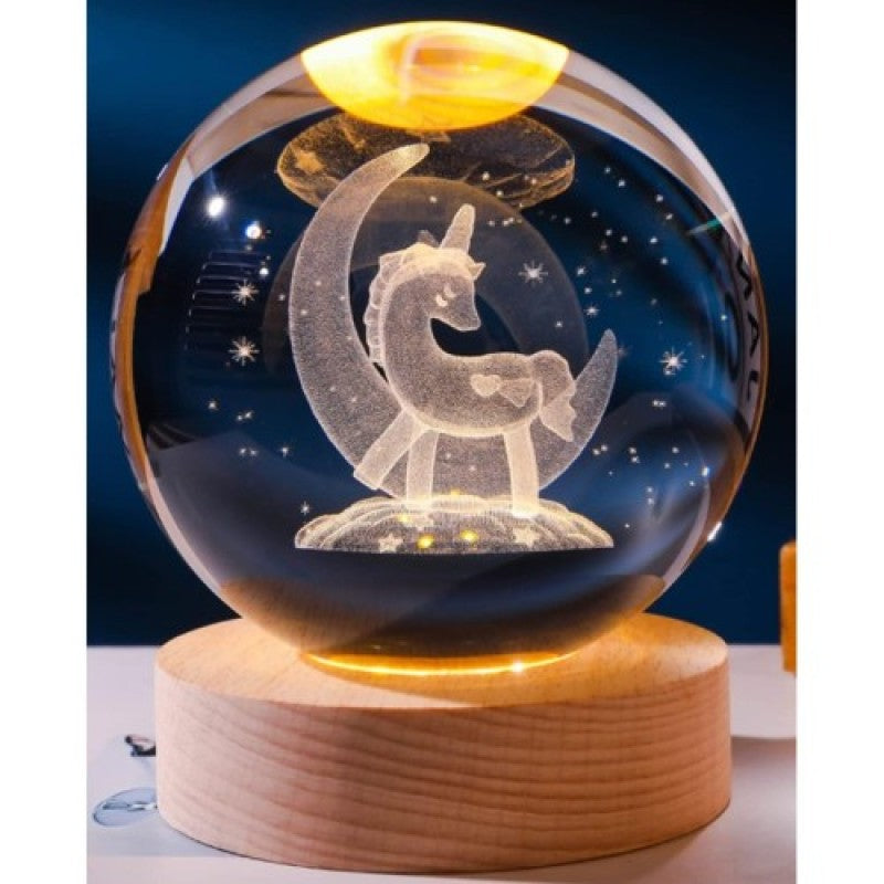 Unicorn Işıklı Büyük Boy Cam Küre