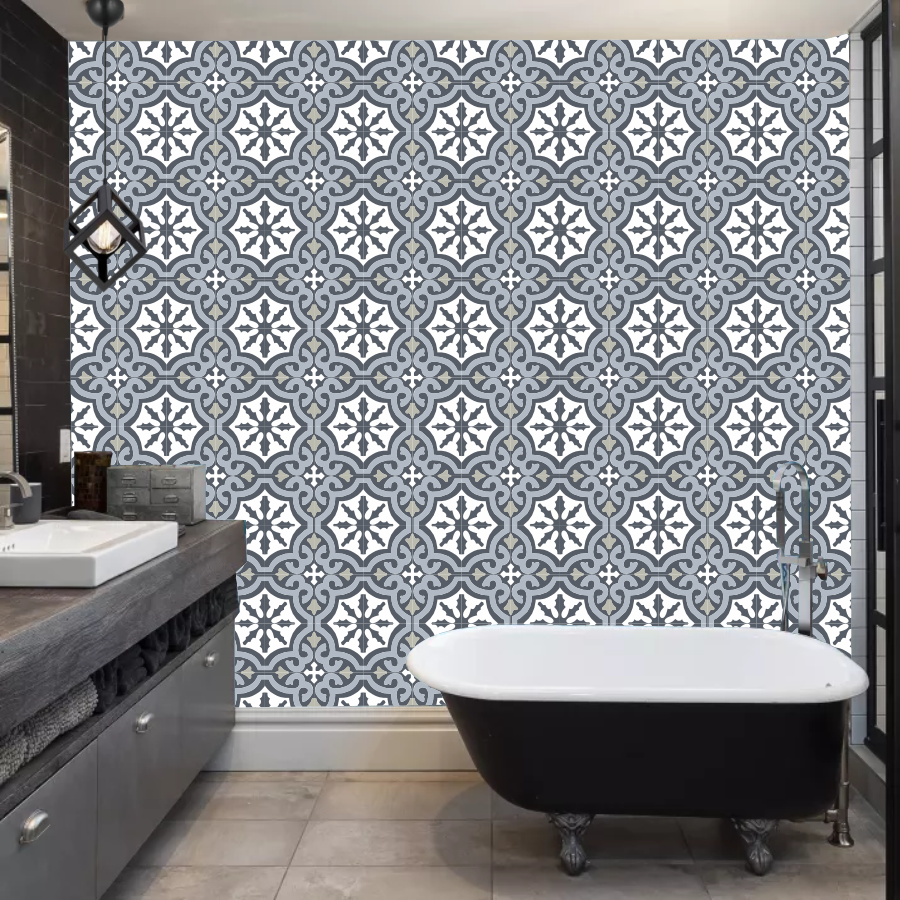 DecoHandy Pvc Duvar Karosu 30x30cm 4'lü Paket - Çini Desen 0,36m2