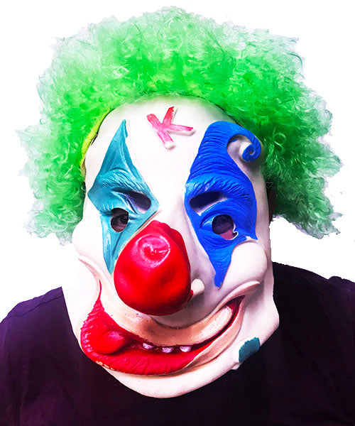Yeşil Afro Peruklu Palyaço Maske
