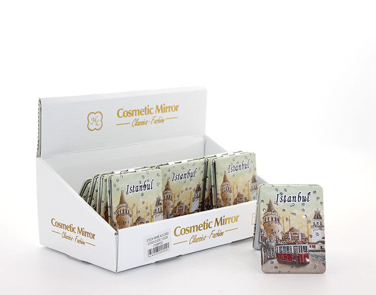 Taşlı İstanbul Tasarımı El Aynası İnce Model 15