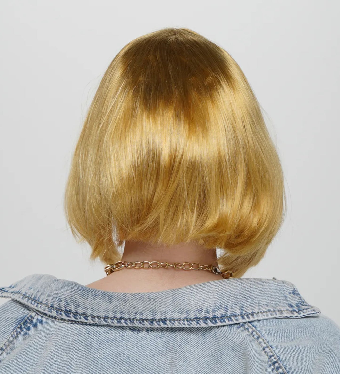 Düz Kesim Küt Parti Peruğu Altın Renk