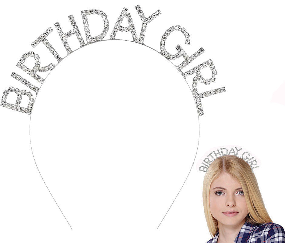 Gümüş Kristal Taşlı Birthday Girl Tacı