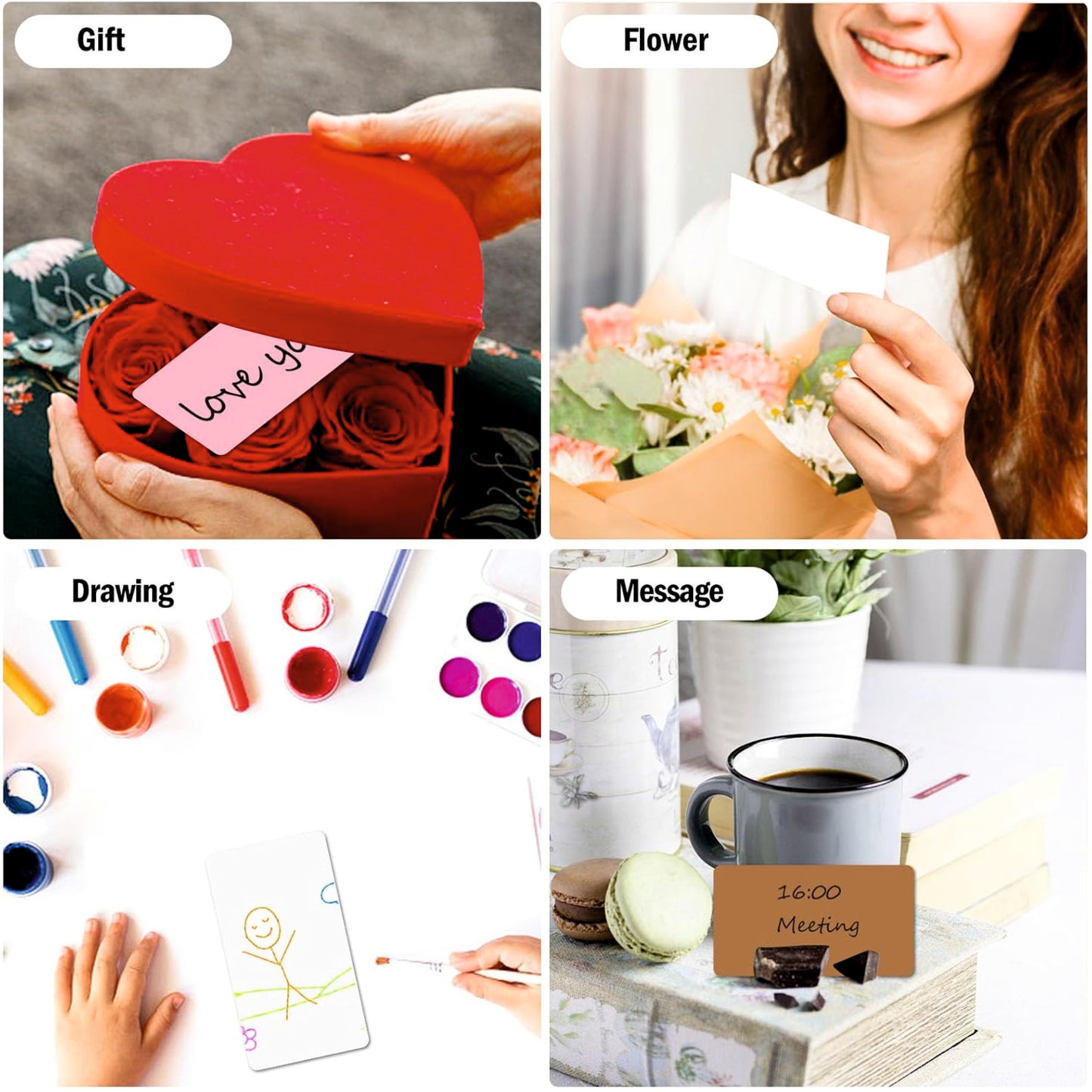 Boş Kelime Kartları 5x8 cm - 50 Adet Oval Kenarlı | Tabu & Not Kartları - Beyaz