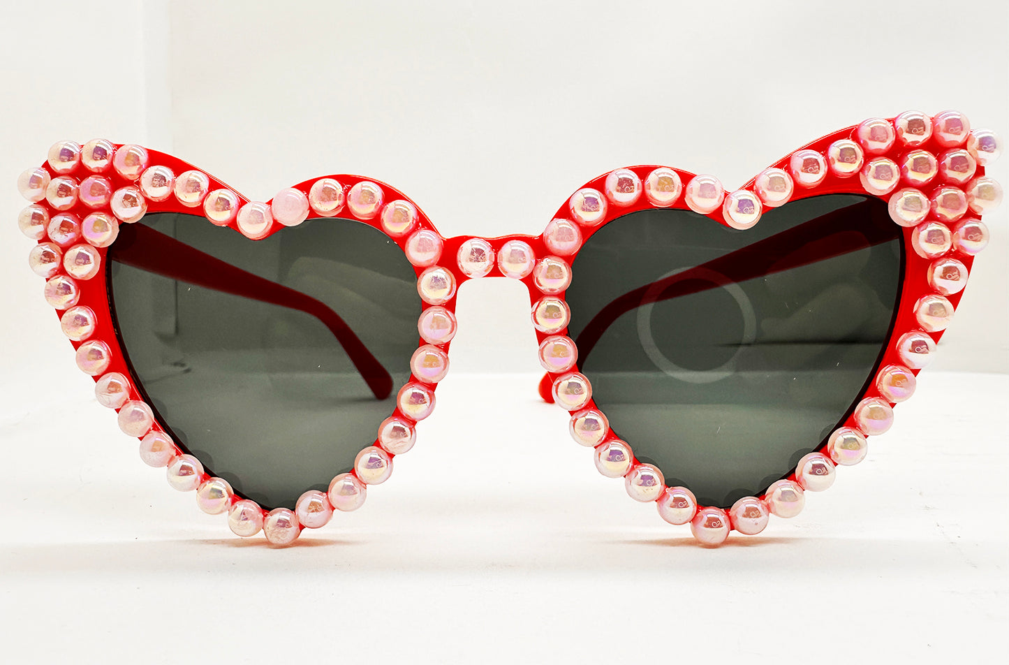 Kırmızı İncili Kalp Gelin Gözlüğü
