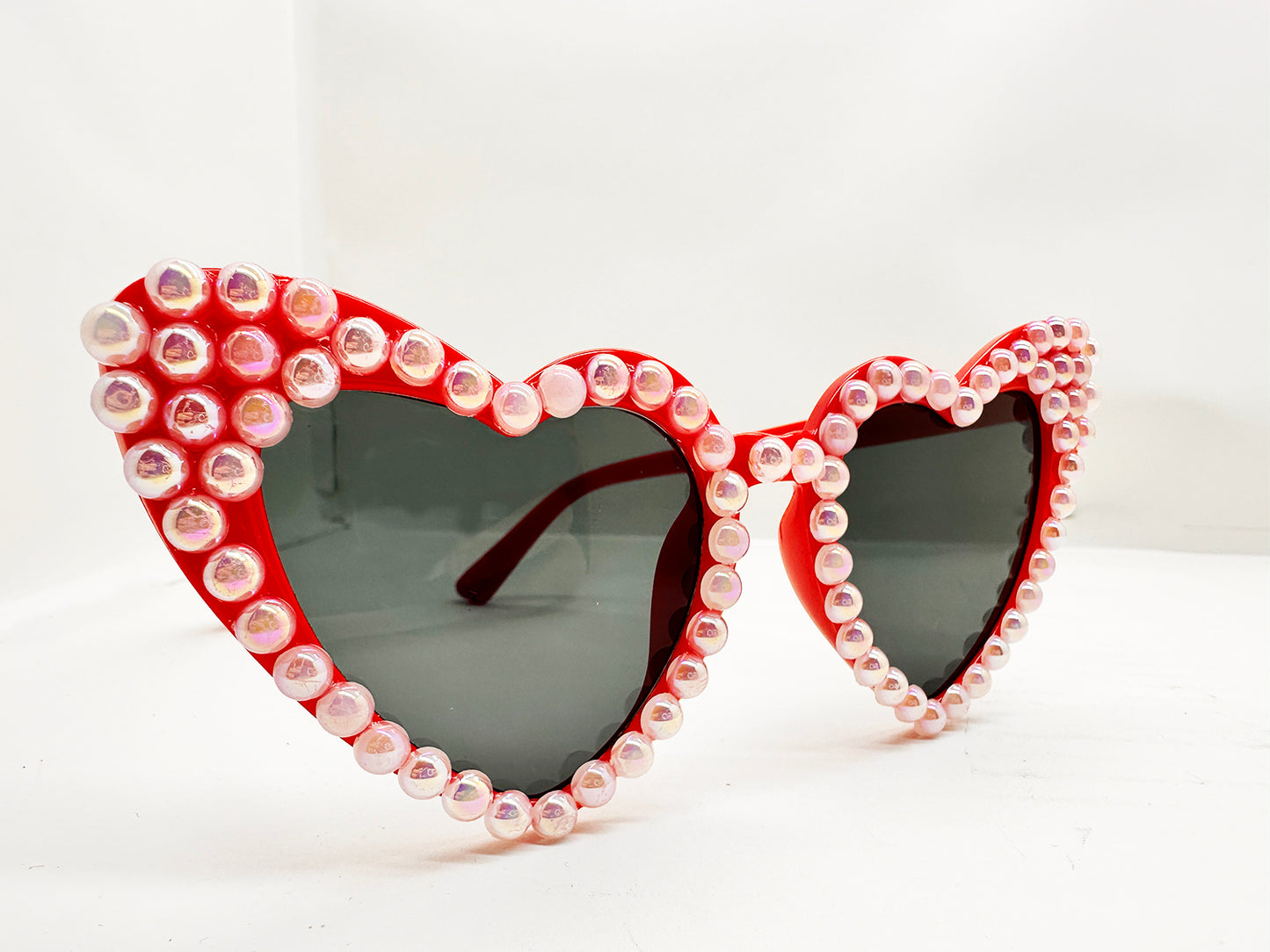 Kırmızı İncili Kalp Gelin Gözlüğü