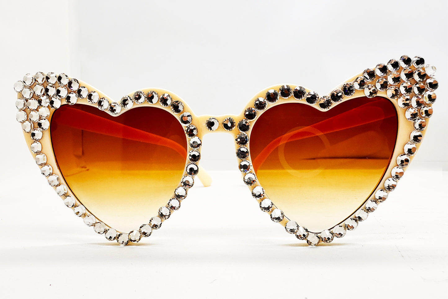 Krem Taşlı Kalp Gelin Gözlüğü