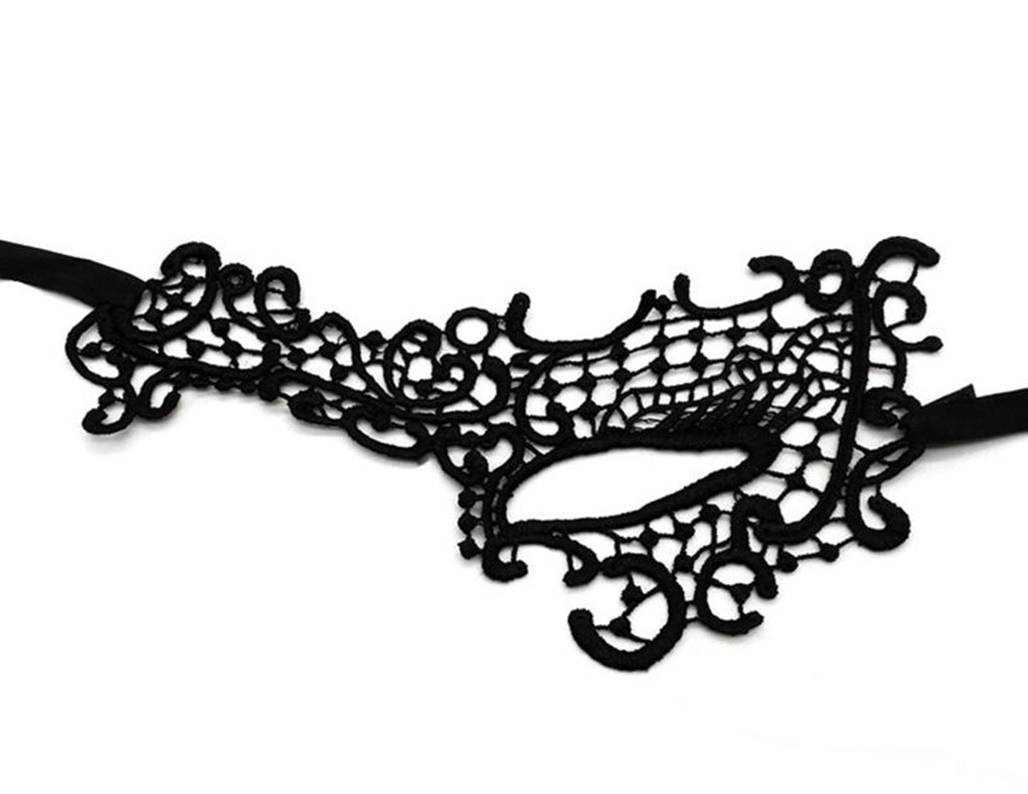 Dantel Kesim Parti Maskesi Siyah