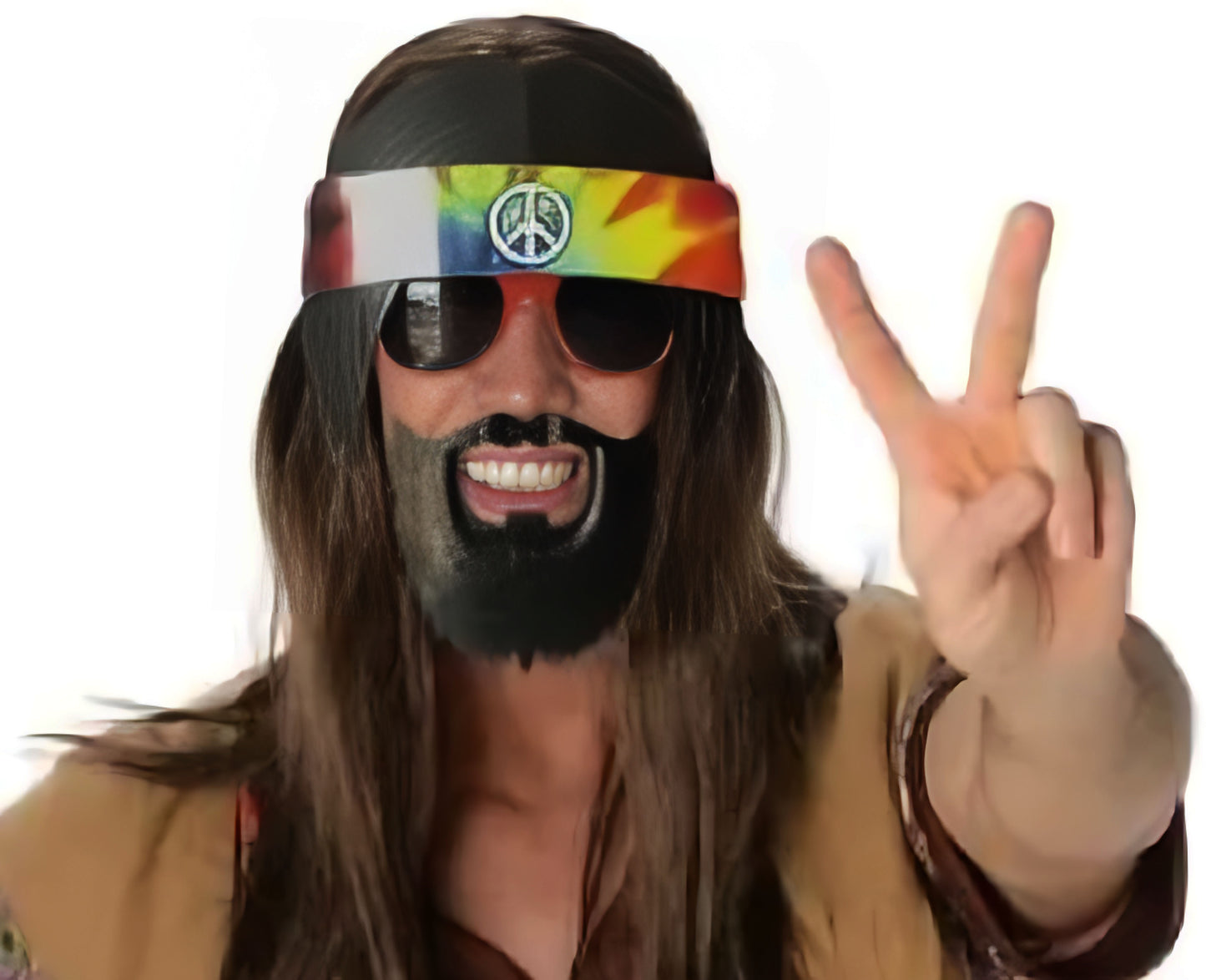 Siyah Saçlı Bandana Hippi Parti Gözlüğü