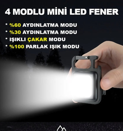 Flash Özellikli 4 Modlu Anahtarlık El Feneri
