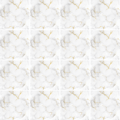DecoHandy  Pvc Yer Karosu 30x30cm 4'lü Paket - Mermer Desenli Beyaz  0,36m2