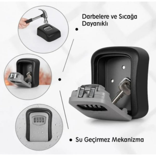 Siyah Şifreli Anahtar ve Eşya Saklama Güvenlik Kasası