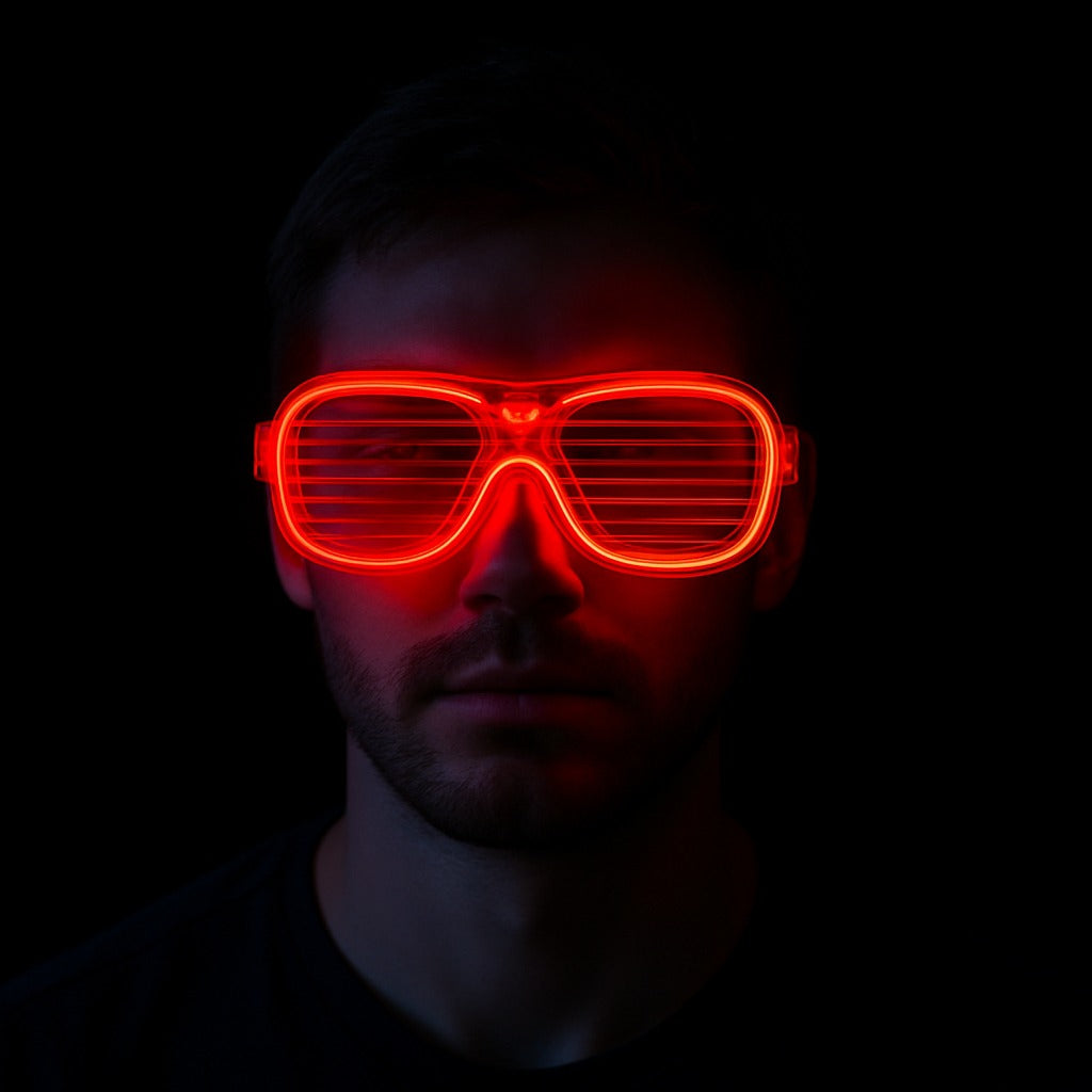 Kırmızı Led Işıklı Parti Gözlüğü - Neon 3 Modlu