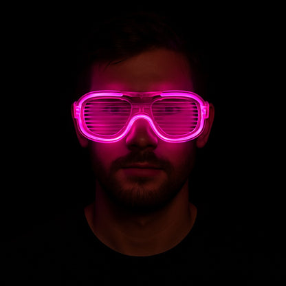 Pembe Led Işıklı Parti Gözlüğü - Neon 3 Modlu